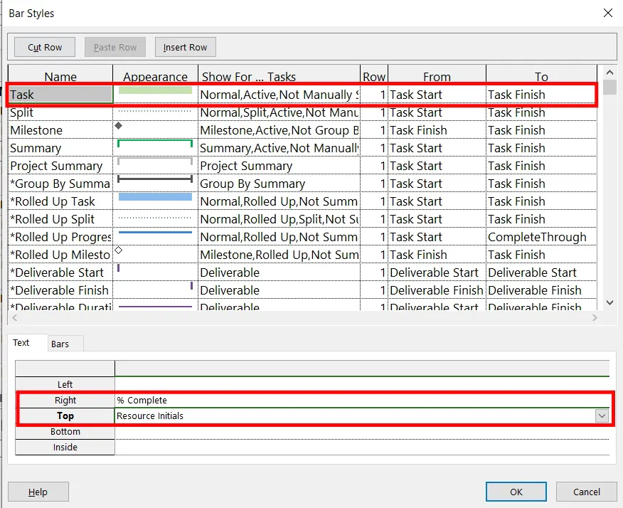 Format detail tasks text